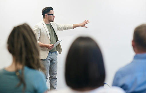 a student giving a presentation