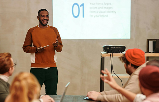 a student giving a presentation