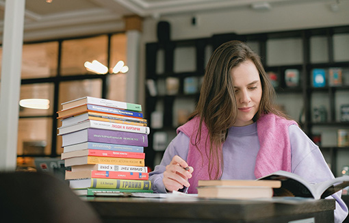 a student studying