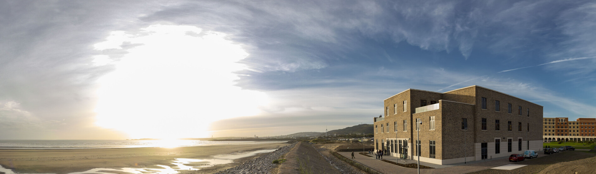 The College - photograph taken as the sun is setting