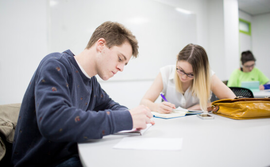 Students working