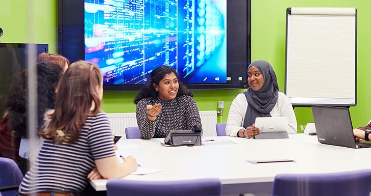 Students around table