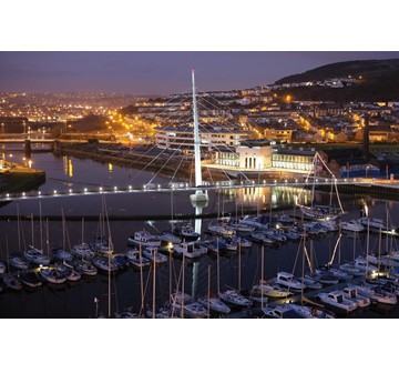 Night view of the Tawe river