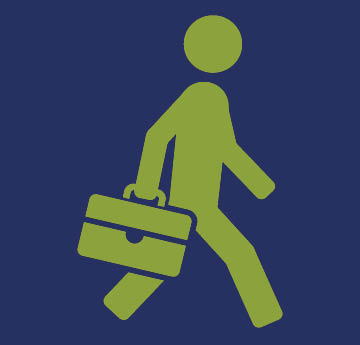 person walking with briefcase