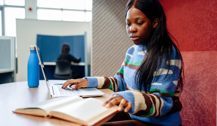 Student on computer