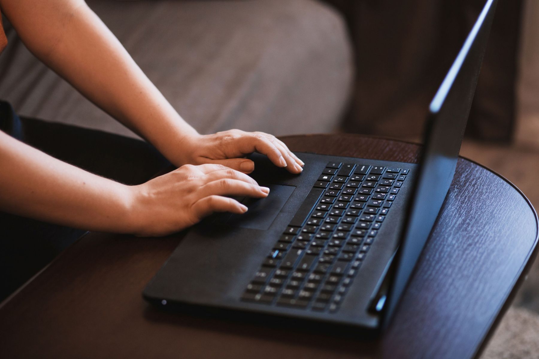 student using laptop