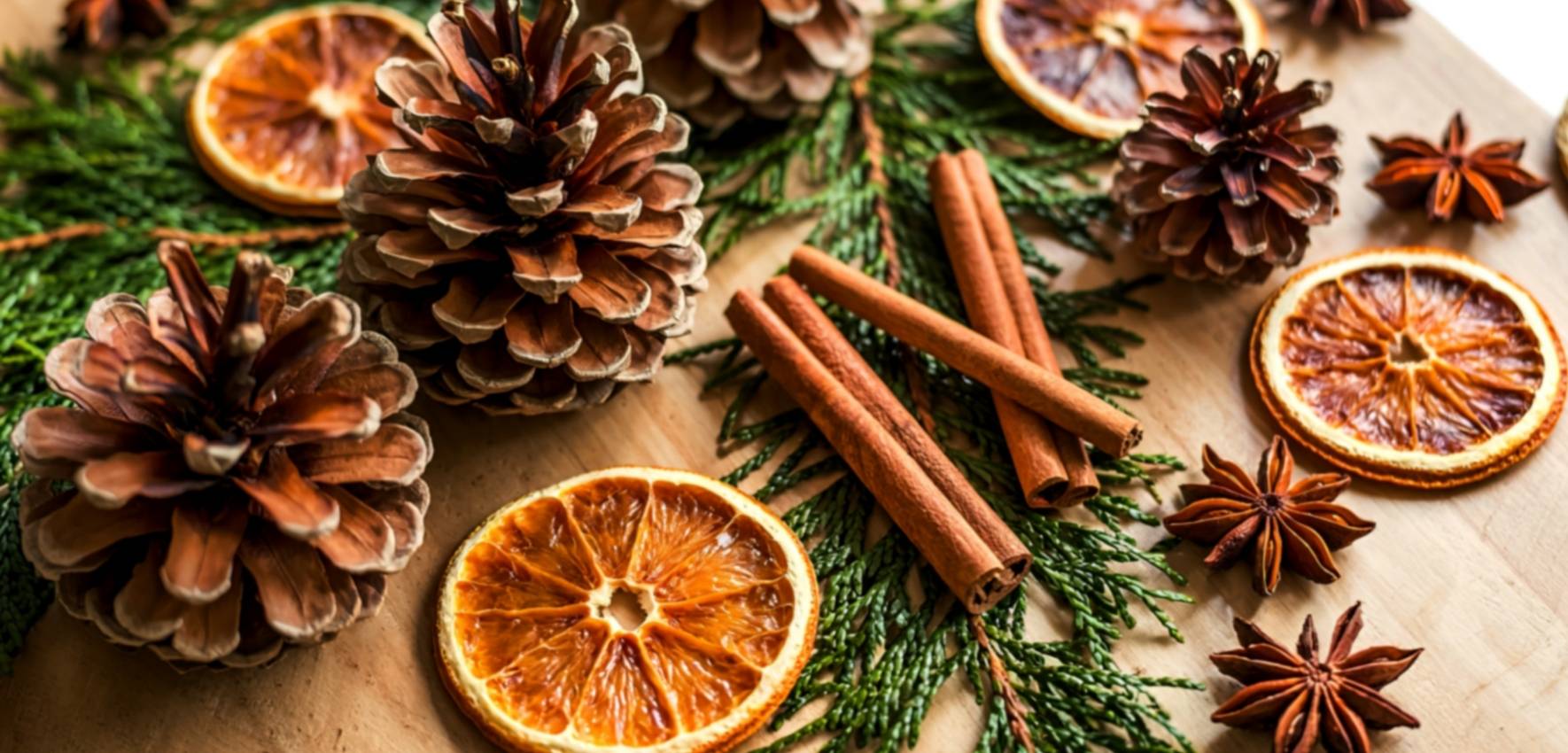 Some natural decorations like pine cones and branches