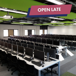 An image of room 101 overnight PC Lab Study Space in Y Twyni building on Bay Campus