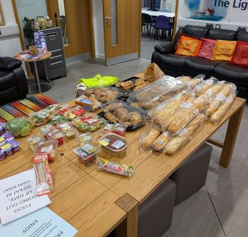 Food on main table in the Multifaith Centre