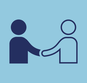 Graphic of two figures shaking hands